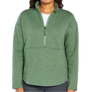 Eddie Bauer Green Quilted Half-Zip Pullover Sweatshirt